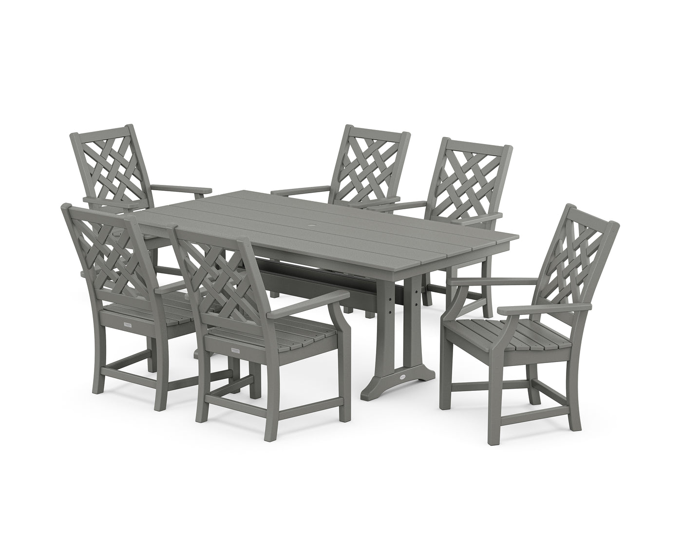 Wovendale Arm Chair 7-Piece Farmhouse Dining Set with Trestle Legs