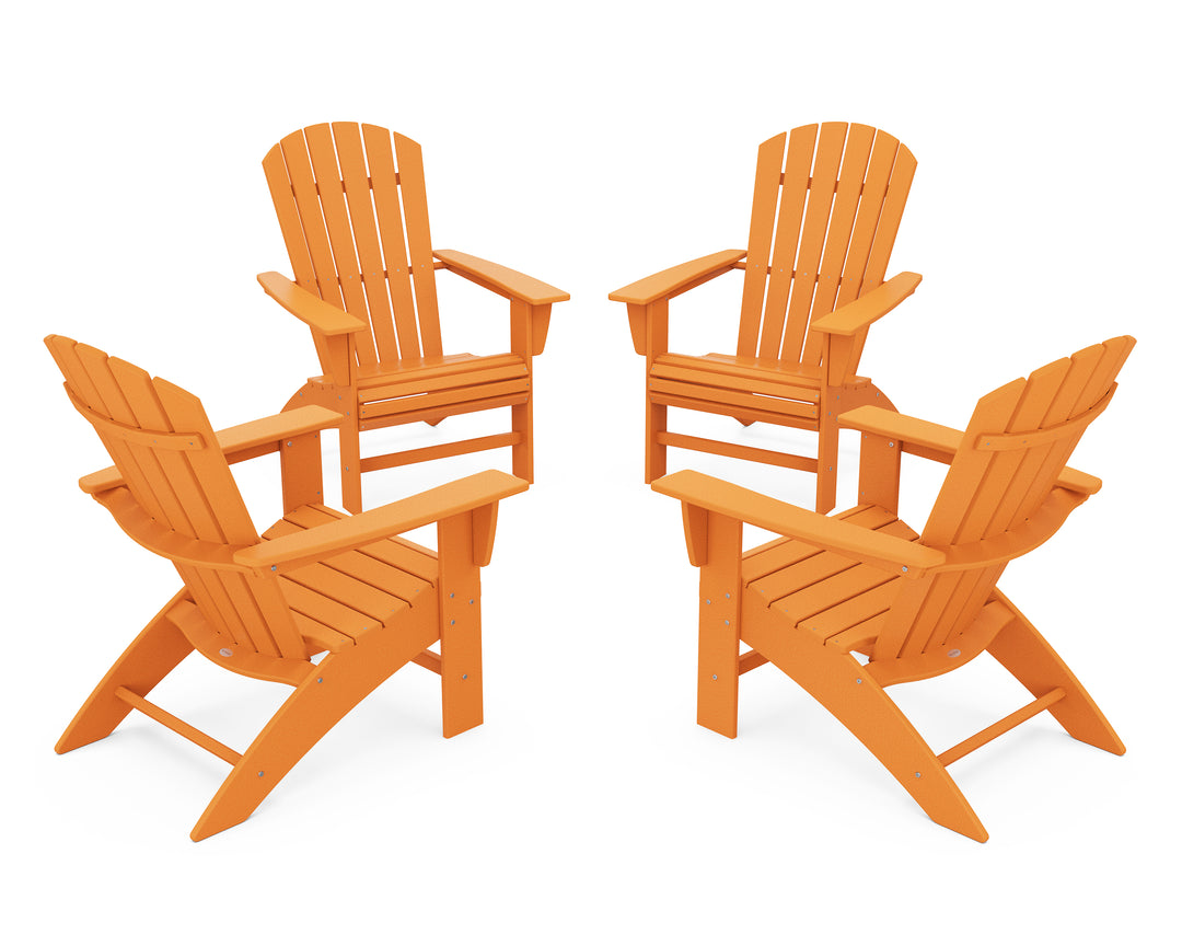 POLYWOOD® 4-Piece Nautical Curveback Adirondack Chair Conversation Set