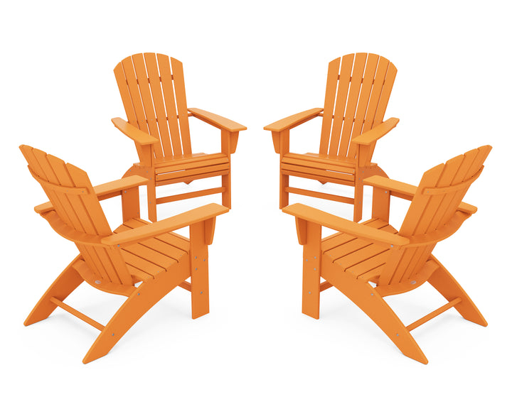 POLYWOOD® 4-Piece Nautical Curveback Adirondack Chair Conversation Set
