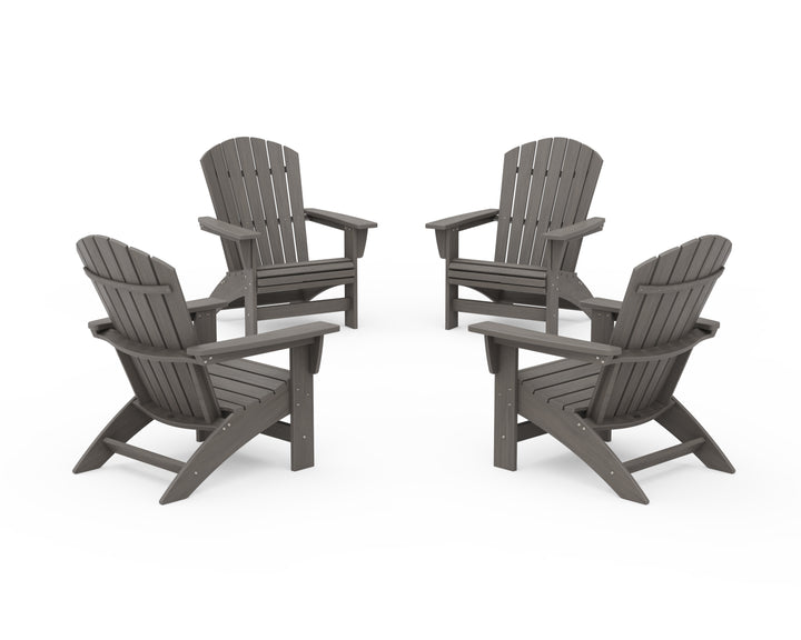 POLYWOOD® 4-Piece Nautical Grand Adirondack Chair Conversation Set