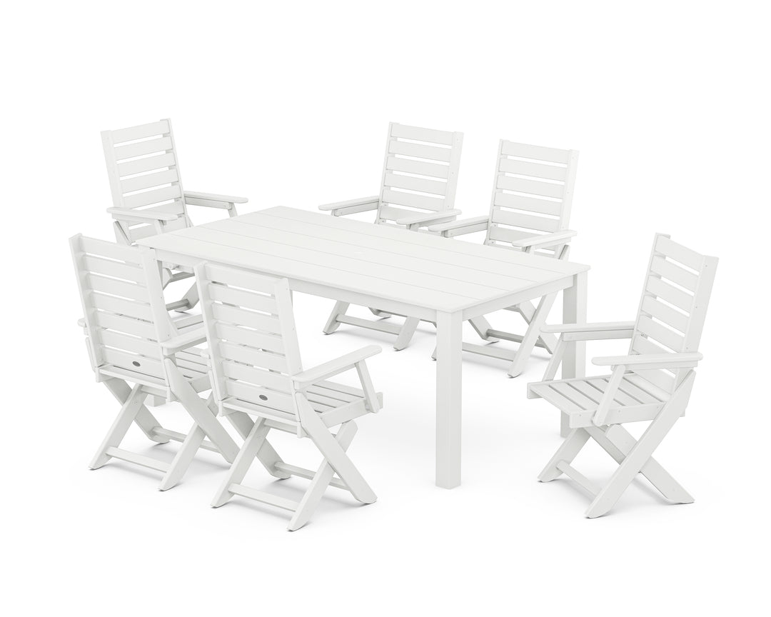 POLYWOOD® Captain Folding Chair 7-Piece Parsons Dining Set