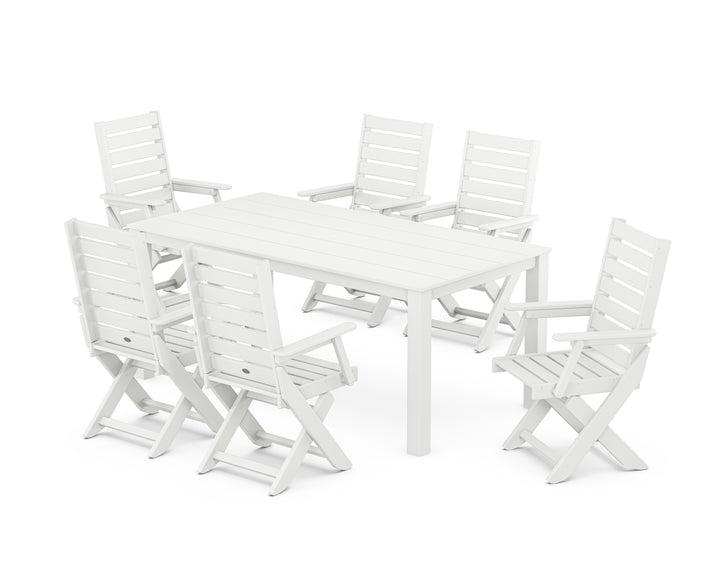 POLYWOOD® Captain Folding Chair 7-Piece Parsons Dining Set