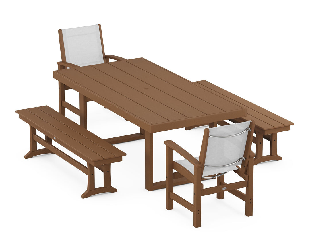 POLYWOOD® Coastal 5-Piece Dining Set with Trestle Legs