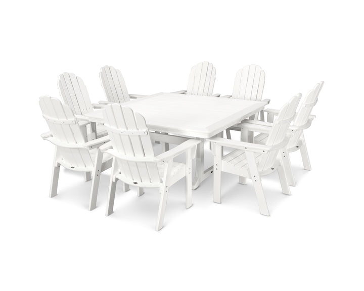 POLYWOOD® Vineyard Curveback Adirondack 9-Piece Nautical Trestle Dining Set