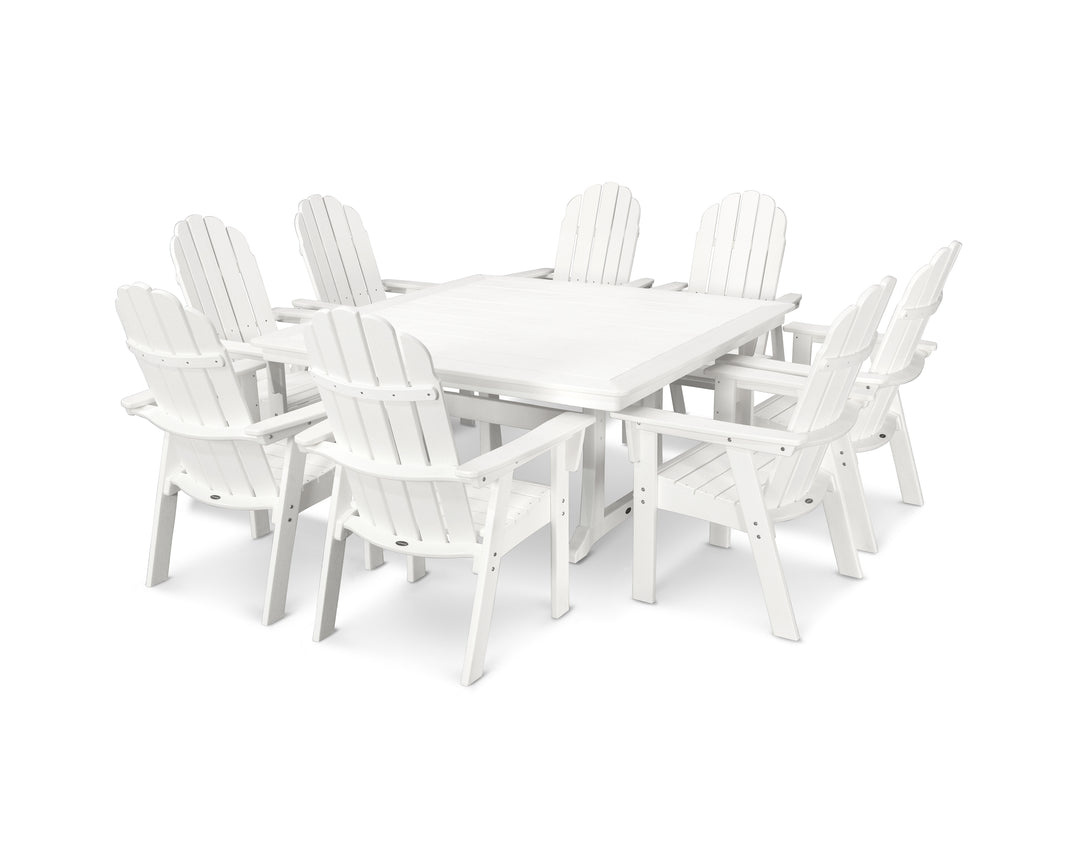 POLYWOOD® Vineyard Curveback Adirondack 9-Piece Nautical Trestle Dining Set