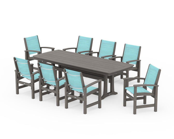 POLYWOOD® Coastal 9-Piece Dining Set with Trestle Legs