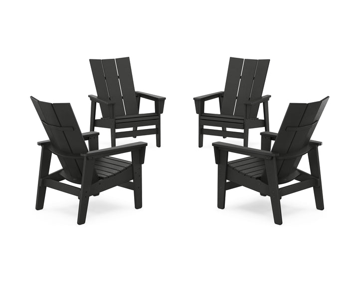 POLYWOOD® 4-Piece Modern Grand Upright Adirondack Chair Conversation Set
