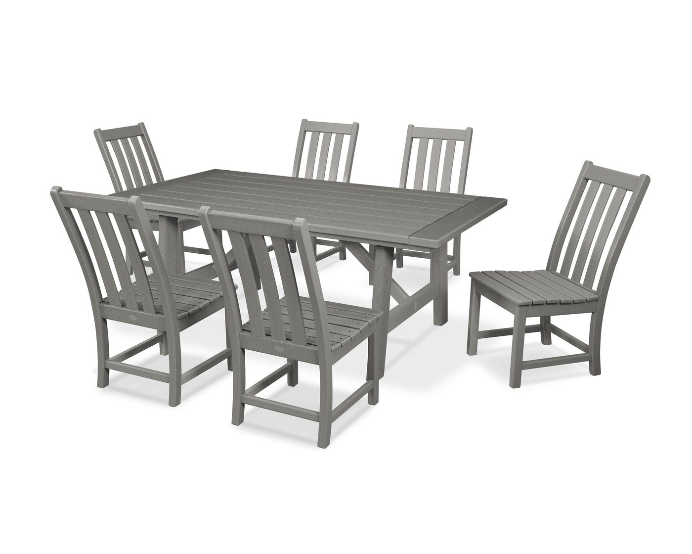 Vineyard 7-Piece Rustic Farmhouse Side Chair Dining Set