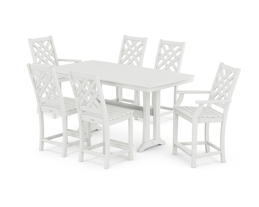 Country Living Wovendale 7-Piece Counter Set with Trestle Legs