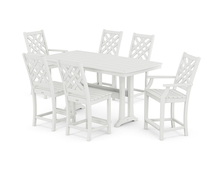 Country Living Wovendale 7-Piece Counter Set with Trestle Legs