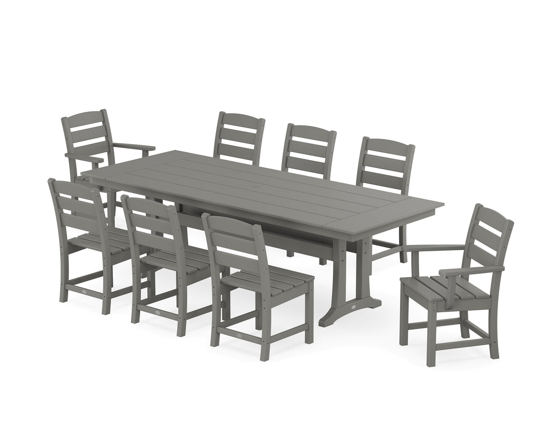 POLYWOOD® Lakeside 9-Piece Farmhouse Dining Set with Trestle Legs
