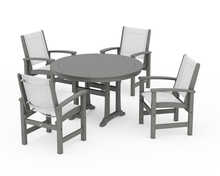 POLYWOOD® Coastal 5-Piece Round Dining Set with Trestle Legs