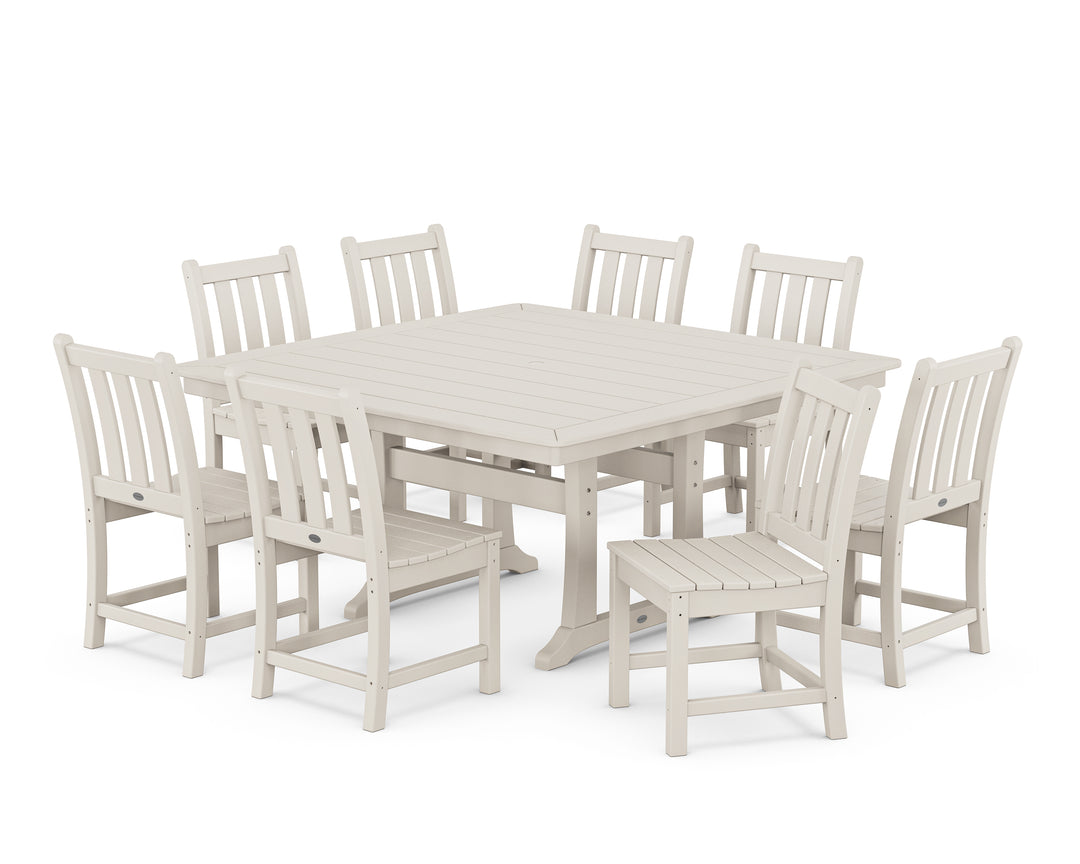 POLYWOOD® Traditional Garden 9-Piece Nautical Trestle Dining Set