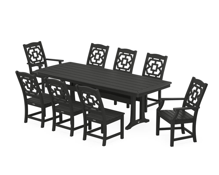 Martha Stewart by POLYWOOD® Chinoiserie 9-Piece Dining Set with Trestle Legs