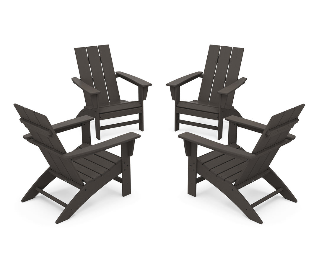 POLYWOOD® 4-Piece Modern Adirondack Chair Conversation Set
