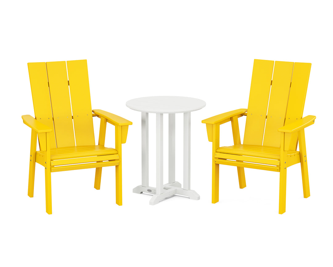 POLYWOOD® Modern Curveback Adirondack 3-Piece Round Bistro Dining Set