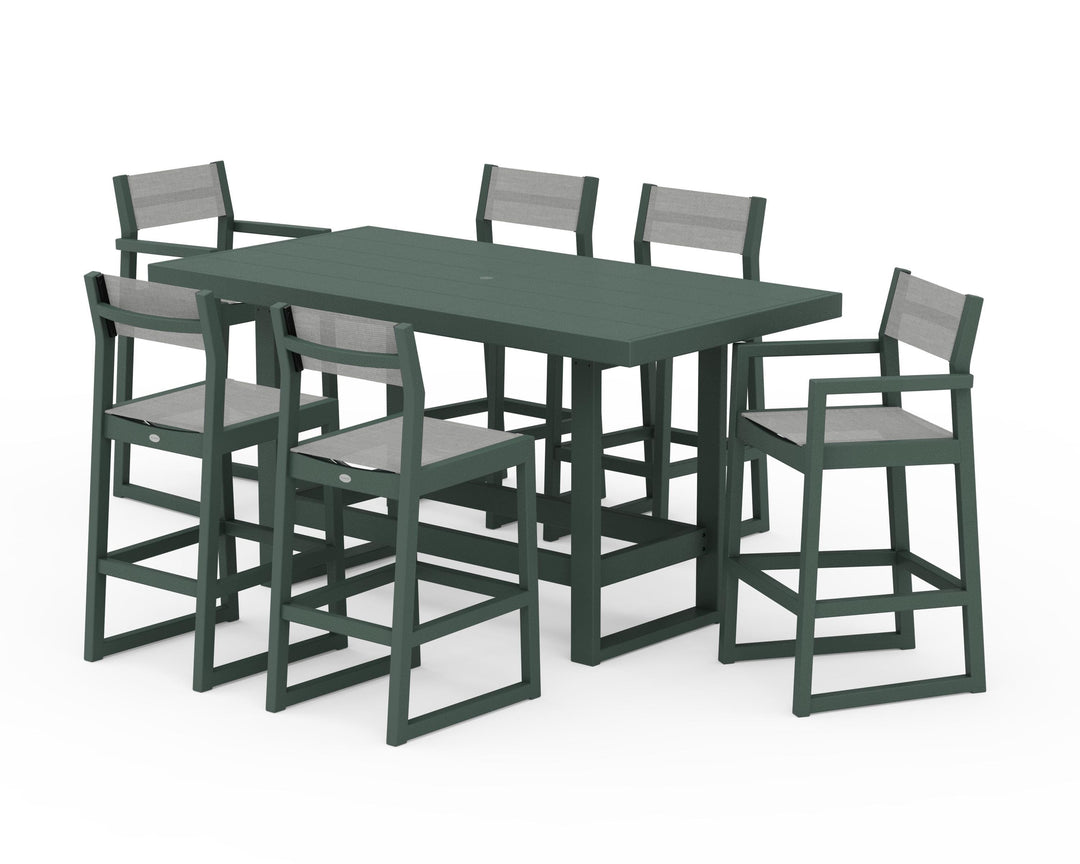 POLYWOOD® EDGE Sling 7-Piece Bar Table Set