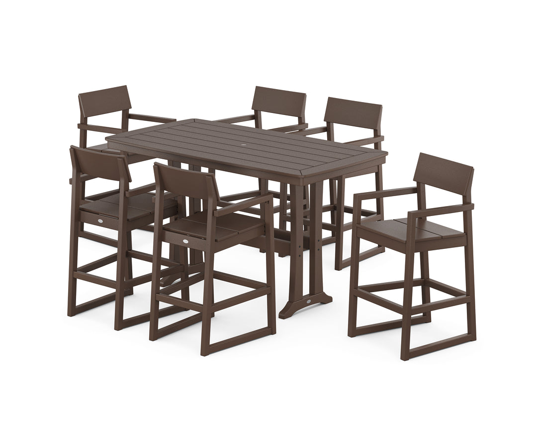 POLYWOOD® EDGE Arm Chair 7-Piece Bar Set with Trestle Legs