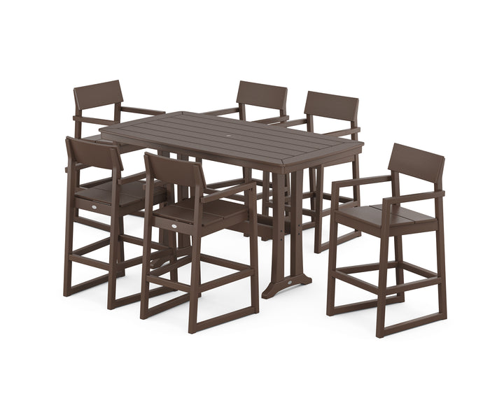 POLYWOOD® EDGE Arm Chair 7-Piece Bar Set with Trestle Legs