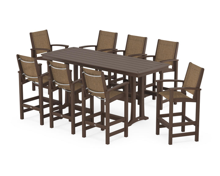 POLYWOOD® Coastal 9-Piece Bar Set with Trestle Legs