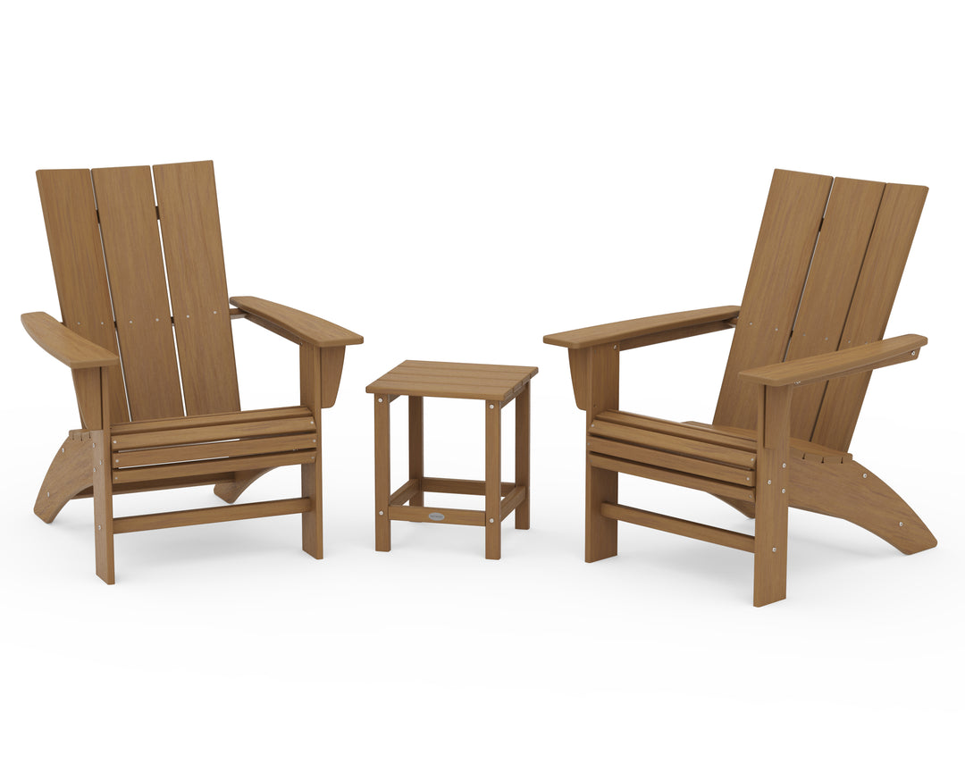POLYWOOD® Modern 3-Piece Curveback Adirondack Set with Long Island 18" Side Table