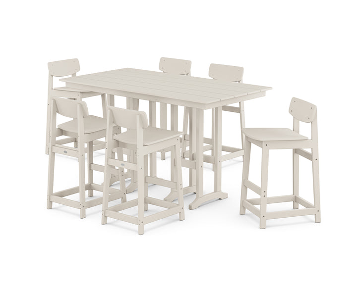 POLYWOOD® Modern Studio Urban Lowback Bar Chair 7-Piece Set