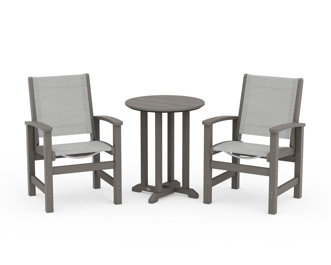 POLYWOOD® Coastal 3-Piece Round Bistro Dining Set