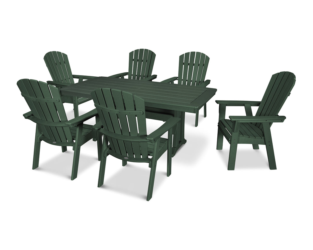 POLYWOOD® Nautical Curveback Adirondack 7-Piece Dining Set with Trestle Legs