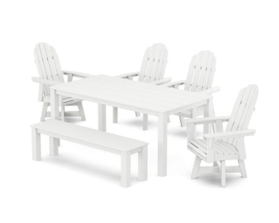 Vineyard Curveback Adirondack 6-Piece Parsons Swivel Dining Set with Bench