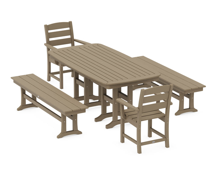 POLYWOOD® Lakeside 5-Piece Dining Set with Benches
