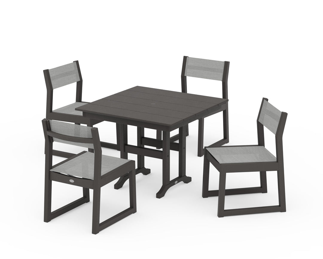POLYWOOD® EDGE Sling Side Chair 5-Piece Farmhouse Dining Set