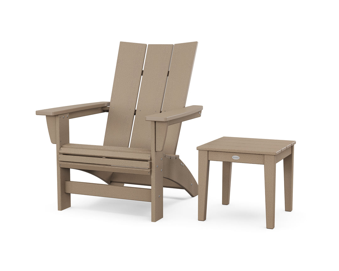 POLYWOOD® Modern Grand Adirondack Chair with Side Table