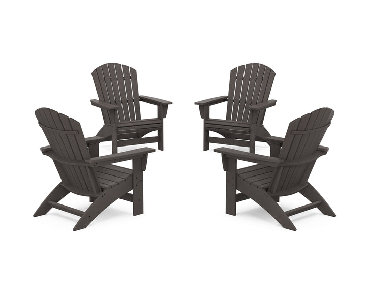 POLYWOOD® 4-Piece Nautical Grand Adirondack Chair Conversation Set
