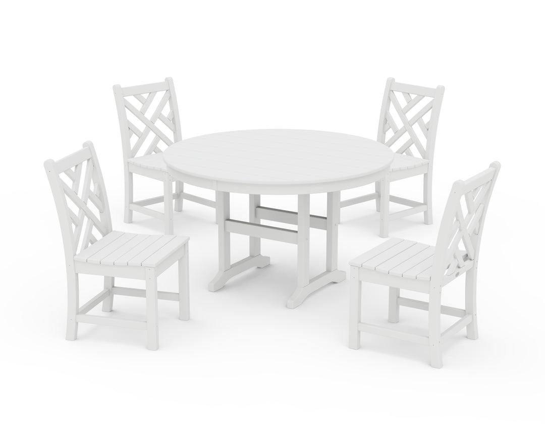 POLYWOOD® Chippendale 5-Piece Round Farmhouse Side Chair Dining Set