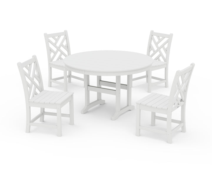 POLYWOOD® Chippendale 5-Piece Round Farmhouse Side Chair Dining Set