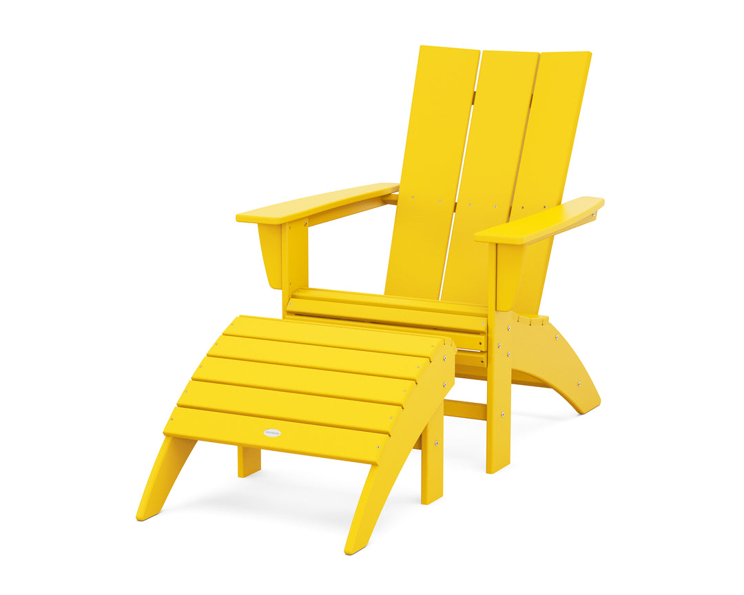 POLYWOOD® Modern Curveback Adirondack Chair 2-Piece Set with Ottoman