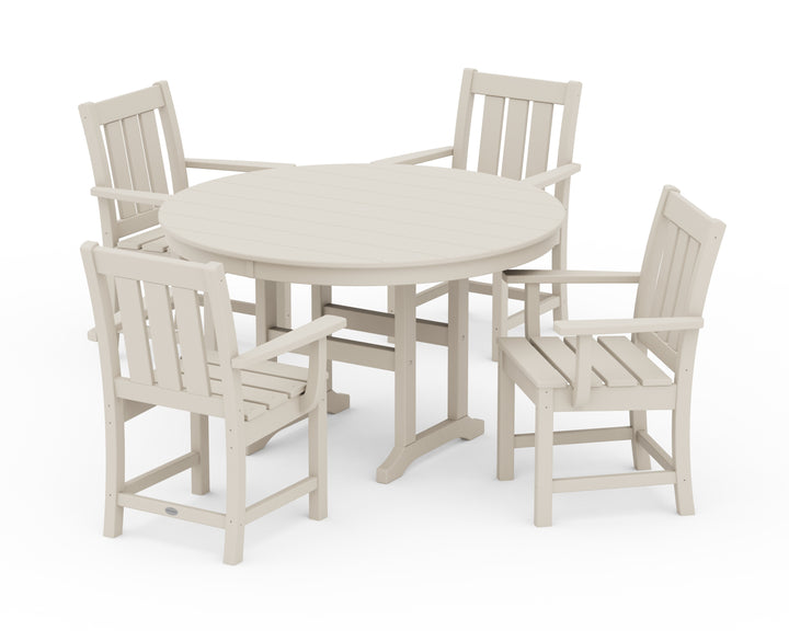 POLYWOOD® Oxford 5-Piece Round Farmhouse Dining Set