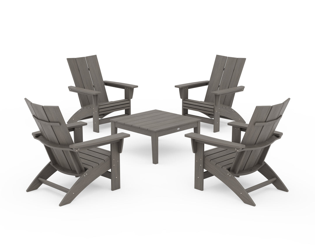POLYWOOD® 5-Piece Modern Grand Adirondack Chair Conversation Group