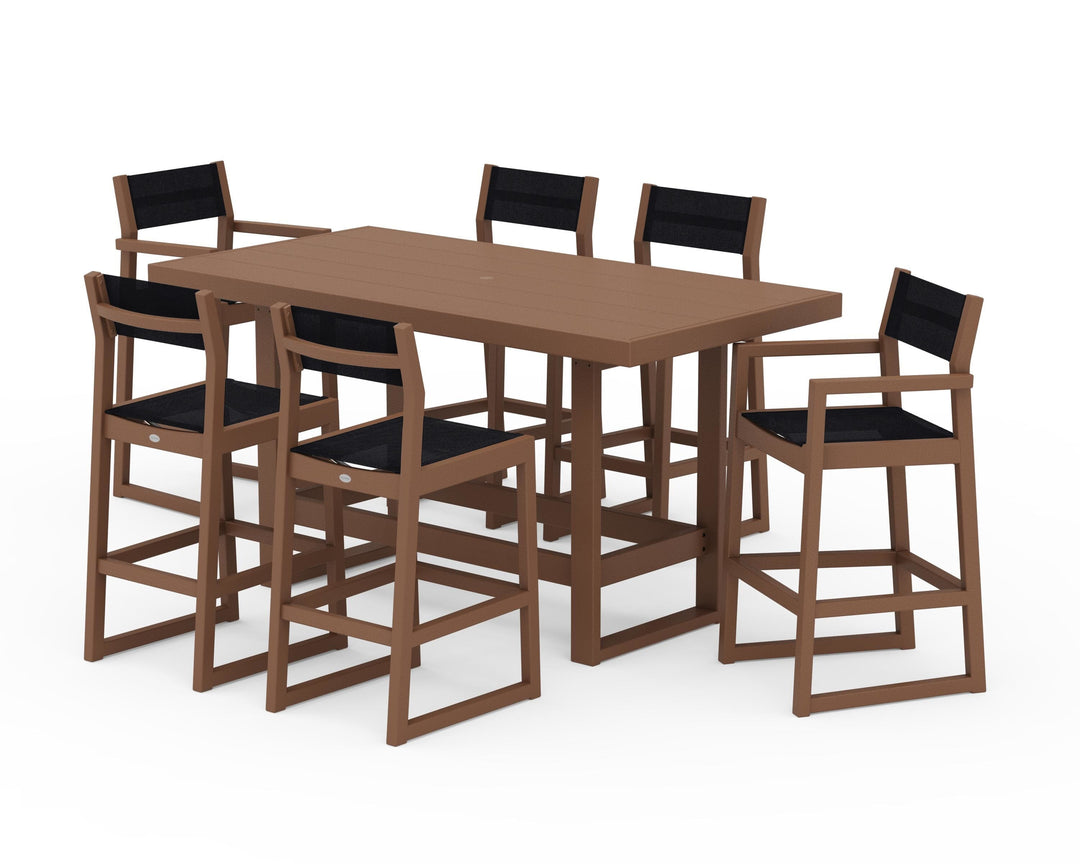 POLYWOOD® EDGE Sling 7-Piece Bar Table Set
