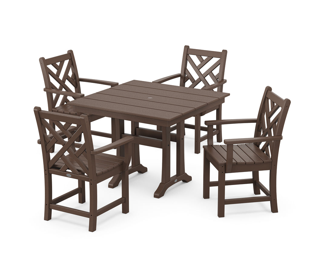 POLYWOOD® Chippendale 5-Piece Farmhouse Trestle Arm Chair Dining Set