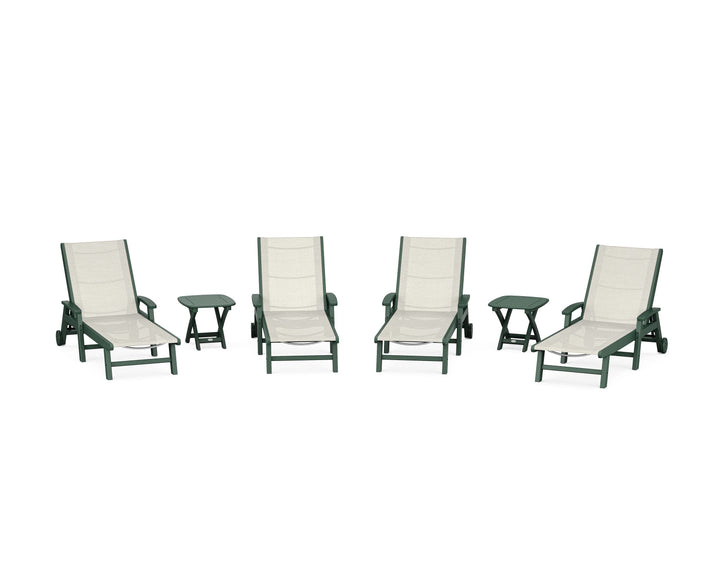 POLYWOOD® Coastal Chaise 6-Piece Set with Wheels