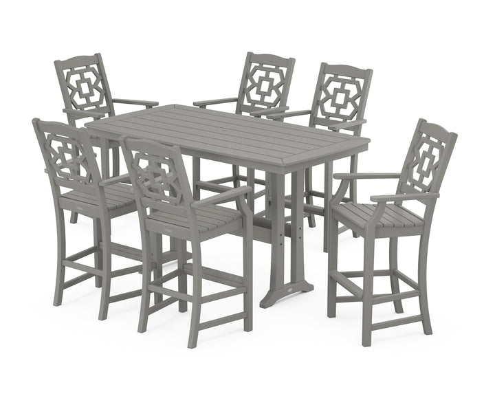 Martha Stewart by POLYWOOD® Chinoiserie Arm Chair 7-Piece Bar Set with Trestle Legs