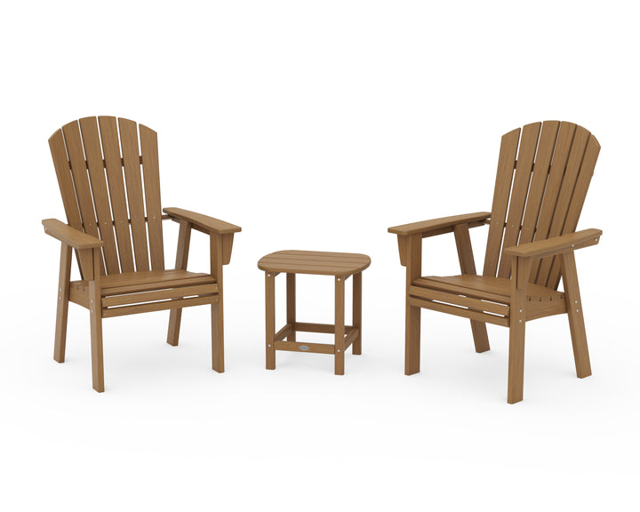 POLYWOOD® Nautical 3-Piece Curveback Upright Adirondack Chair Set