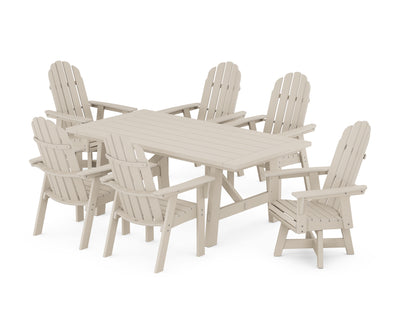 Vineyard Curveback Adirondack Swivel Chair 7-Piece Rustic Farmhouse Dining Set