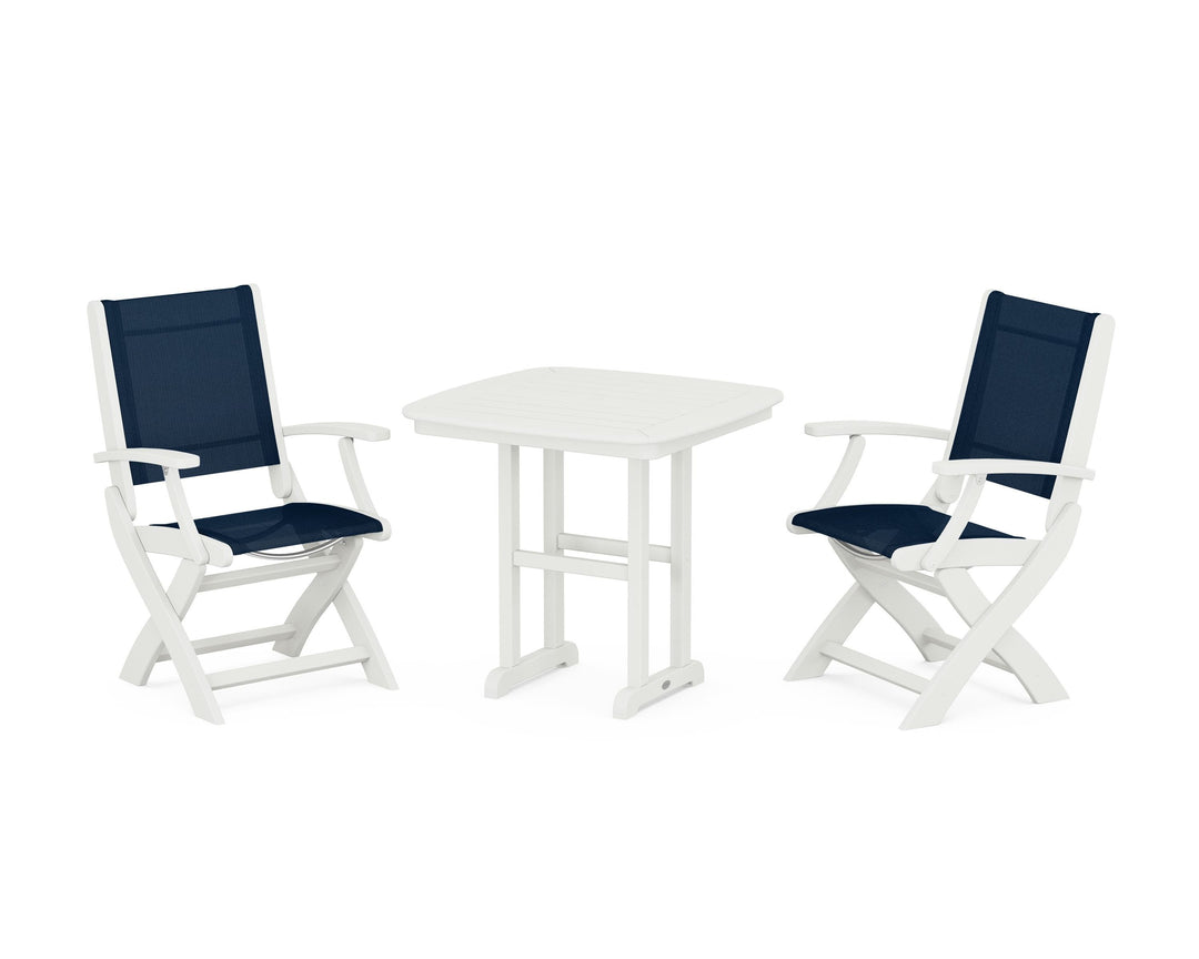 POLYWOOD® Coastal Folding Chair 3-Piece Dining Set