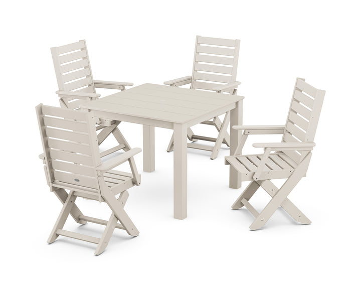 POLYWOOD® Captain Folding Chair 5-Piece Parsons Dining Set