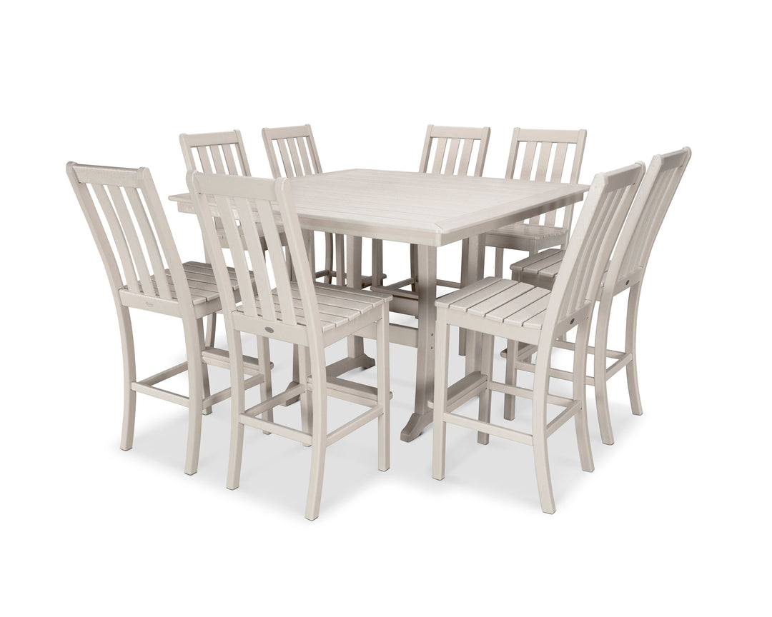 POLYWOOD® Vineyard 9-Piece Nautical Trestle Bar Set