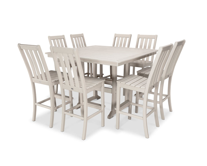 POLYWOOD® Vineyard 9-Piece Nautical Trestle Bar Set