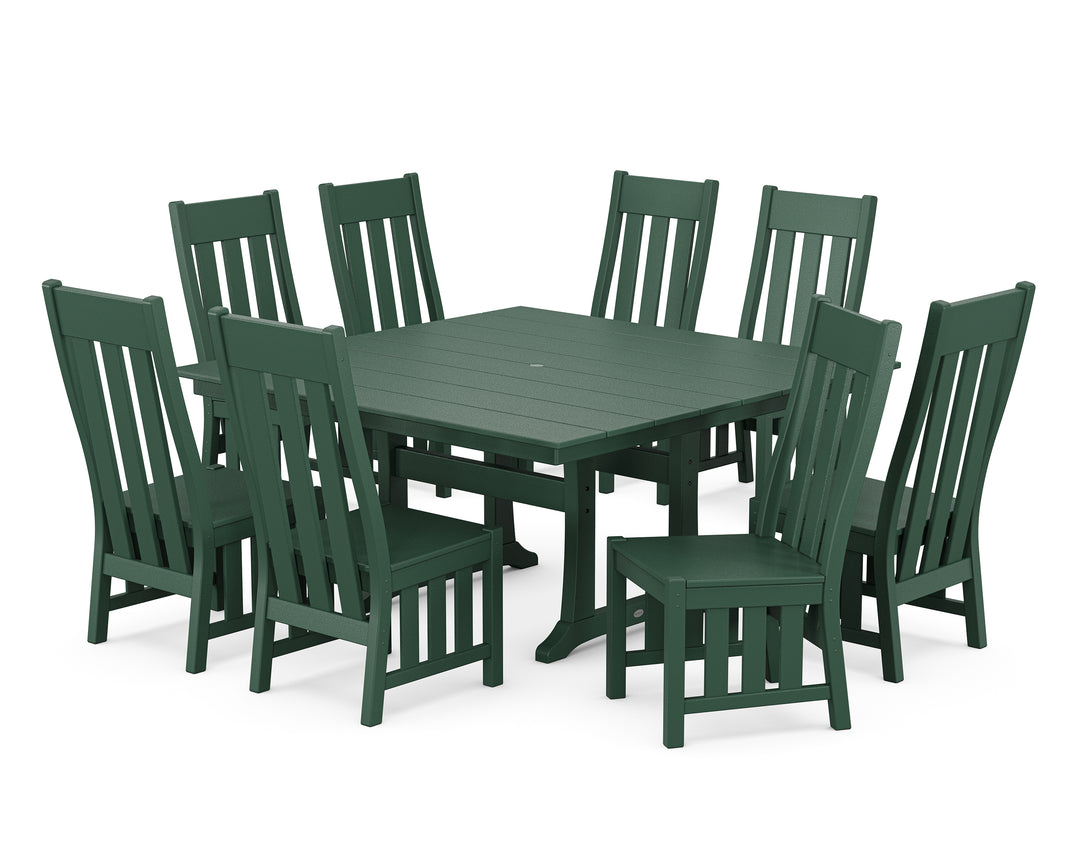Martha Stewart by POLYWOOD® Acadia Side Chair 9-Piece Square Farmhouse Dining Set with Trestle Legs