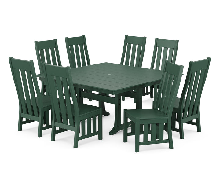 Martha Stewart by POLYWOOD® Acadia Side Chair 9-Piece Square Farmhouse Dining Set with Trestle Legs
